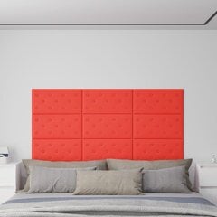 Sienas paneļi, 12 gab., sarkans, 60x30cm, mākslīgā āda, 2.16m² cena un informācija | Griestu, sienu dekoru elementi | 220.lv