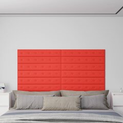 Sienas paneļi, 12 gab., sarkans, 90x15cm, mākslīgā āda, 1,62m² cena un informācija | Griestu, sienu dekoru elementi | 220.lv