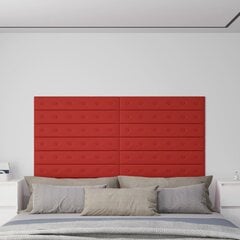 Sienas paneļi, 12 gab., sarkanvīna krāsā, 90x15cm, mākslīgā āda, 1.62m² cena un informācija | Griestu, sienu dekoru elementi | 220.lv