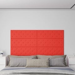 Sienas paneļi, 12 gab., sarkans, 90x30cm, mākslīgā āda, 3.24m² cena un informācija | Griestu, sienu dekoru elementi | 220.lv