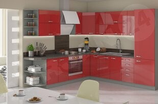 Stūra virtuves mēbeles Mir-Woodline I, sarkans cena un informācija | Virtuves komplekti | 220.lv