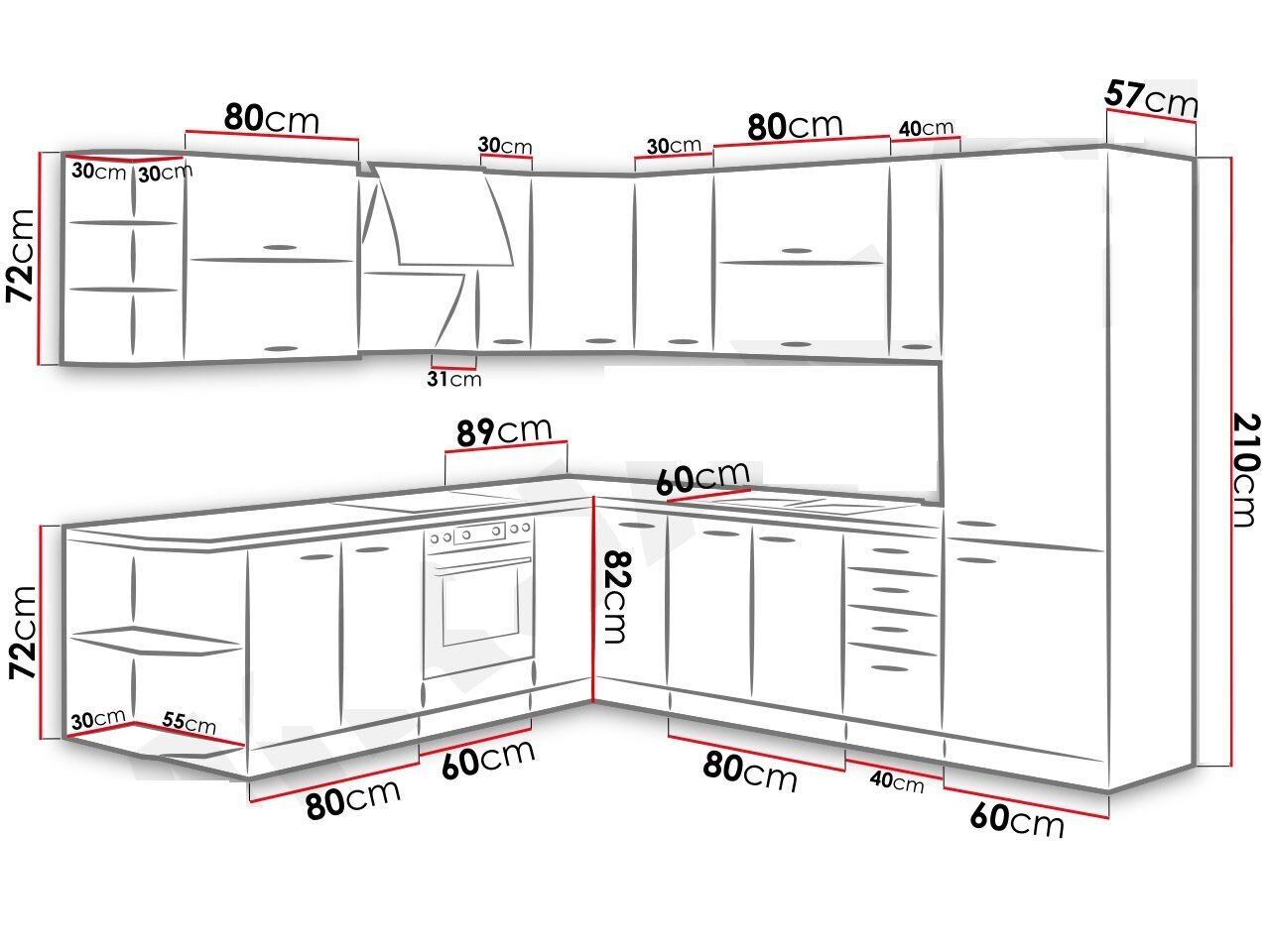 Stūra virtuves mēbeles Mir-Woodline I, pelēks cena un informācija | Virtuves komplekti | 220.lv