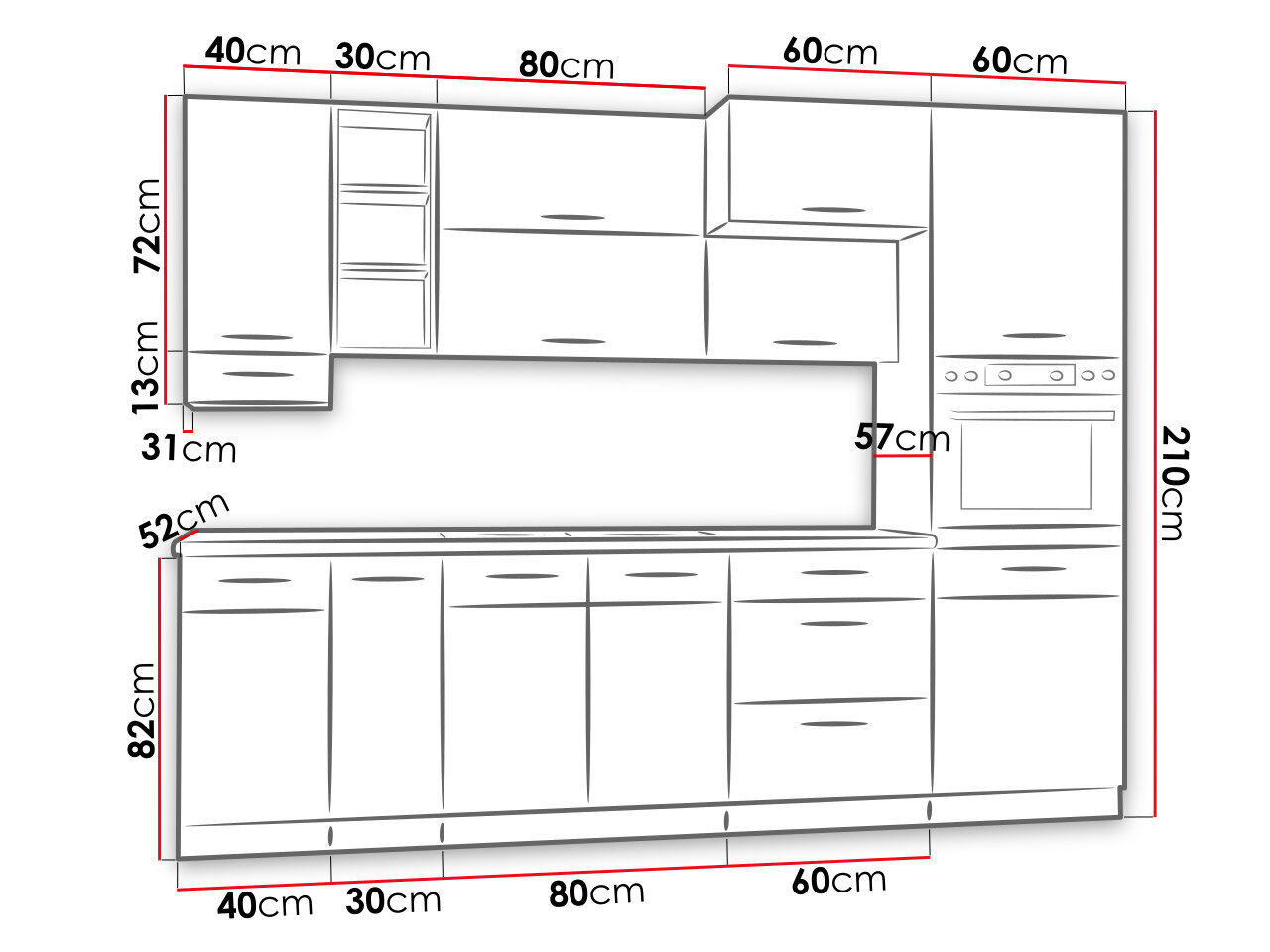 Virtuves mēbeles Mir-Woodline III, balts cena un informācija | Virtuves komplekti | 220.lv