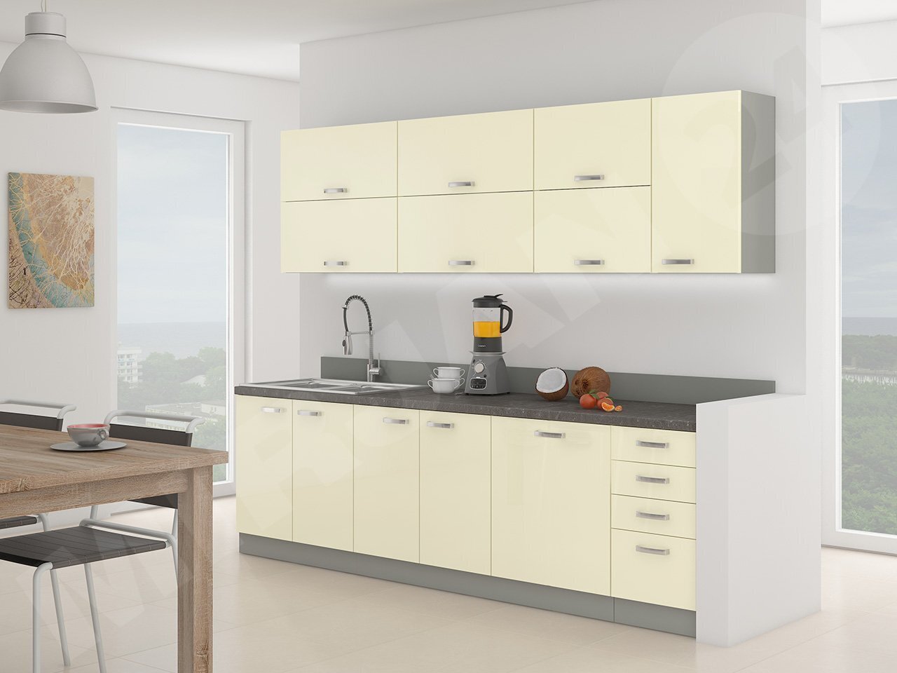 Virtuves mēbeles Mir-Woodline IV, krēmkrāsas cena un informācija | Virtuves komplekti | 220.lv