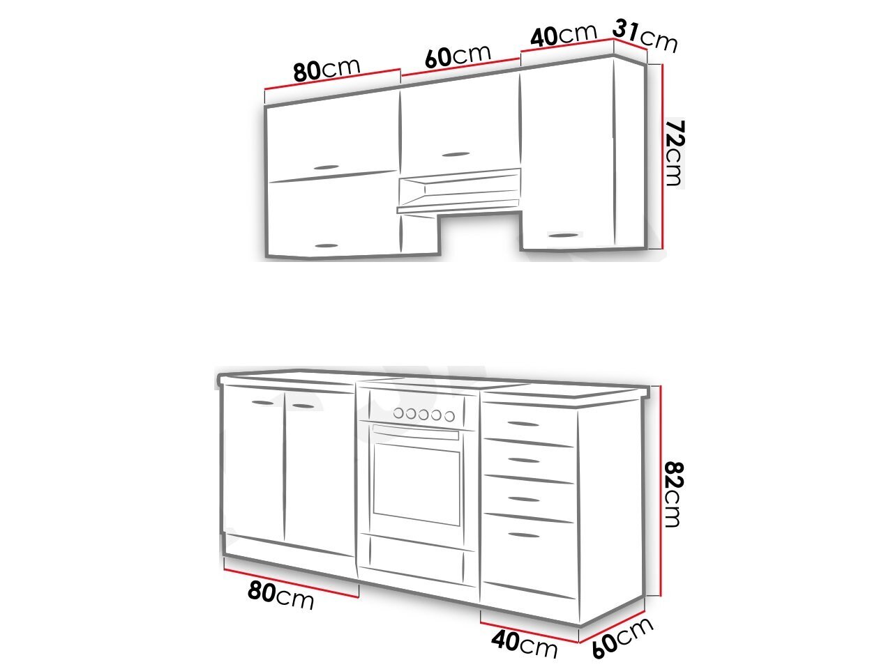 Virtuves mēbeles Mir-Woodline III, balts cena un informācija | Virtuves komplekti | 220.lv
