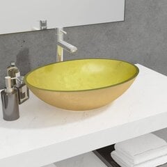 Izlietne, zelta krāsa, 50x37x14cm, stikls цена и информация | Аксессуары для ванной комнаты | 220.lv