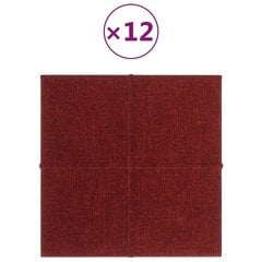 Sienas plāksnes, 12 gab., sarkanvīna krāsā, 30x30cm, audums, 1.08m² cena un informācija | Griestu, sienu dekoru elementi | 220.lv