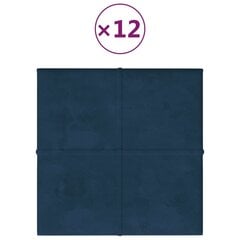Sienas plāksnes, 12 gab., zilas, 30x30cm, samts, 1.08m² цена и информация | Элементы декора для стен, потолка | 220.lv