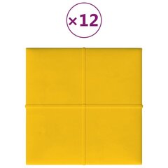 Sienas plāksnes, 12 gab., dzeltenas, 30x30cm, samts, 1.08m² cena un informācija | Griestu, sienu dekoru elementi | 220.lv