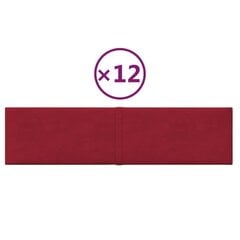 Sienas plāksnes, 12 gab., sarkanvīna krāsā, 60x15cm, samts, 1.08m² cena un informācija | Griestu, sienu dekoru elementi | 220.lv