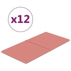Sienas plāksnes, 12 gab., rozā, 60x30cm, samts, 2.16m² cena un informācija | Griestu, sienu dekoru elementi | 220.lv