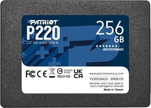 Patriot P220, 256GB (P220S256G25) цена и информация | Внутренние жёсткие диски (HDD, SSD, Hybrid) | 220.lv