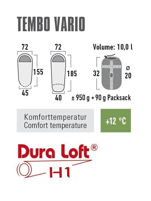 Guļammaiss High Peak Tembo Vario, regulējams izmērs 155 - 185 cm, sarkans cena un informācija | Guļammaisi | 220.lv