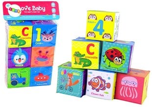 Lean toys Izglītojoši putuplasta bloki, piemēroti mazuļu attēlu salikšanai cena un informācija | Rotaļlietas zīdaiņiem | 220.lv