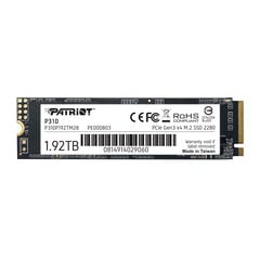 Память Patriot P310 M.2 1920 ГБ PCI Express 3.0 NVMe цена и информация | Внутренние жёсткие диски (HDD, SSD, Hybrid) | 220.lv