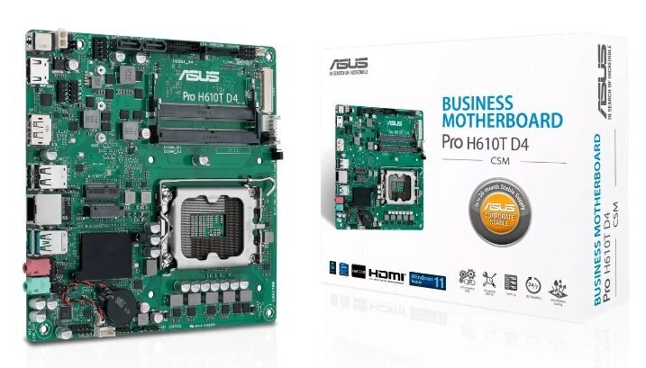 Asus Pro H610T D4-CSM, Mini ITX, LGA1700, DDR4 цена и информация | Mātesplates | 220.lv