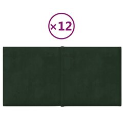 Sienas plāksnes, 12 gab., zaļas, 30x15cm, samts, 0.54m² cena un informācija | Griestu, sienu dekoru elementi | 220.lv