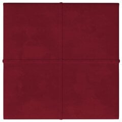 Sienas plāksnes, 12 gab., sarkanvīna krāsā, 30x30cm, samts, 1.08m² цена и информация | Элементы декора для стен, потолка | 220.lv