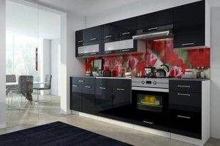 Virtuves SCARLET 260 cm (melns, spīdīgs) cena un informācija | Virtuves komplekti | 220.lv