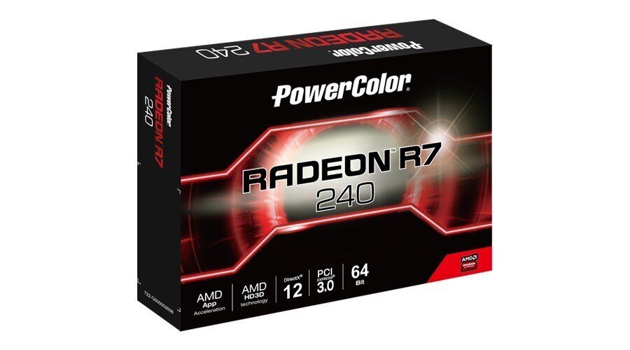 PowerColour AMD Radeon R7 240 2GB 64BIT GDDR5 (AXR7 240 2GBD5-HLEV2) cena un informācija | Videokartes (GPU) | 220.lv