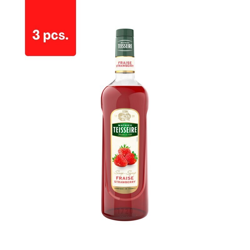 Sīrups TEISSEIRE, zemeņu, 1 l x 3 gab. cena un informācija | Mērces | 220.lv