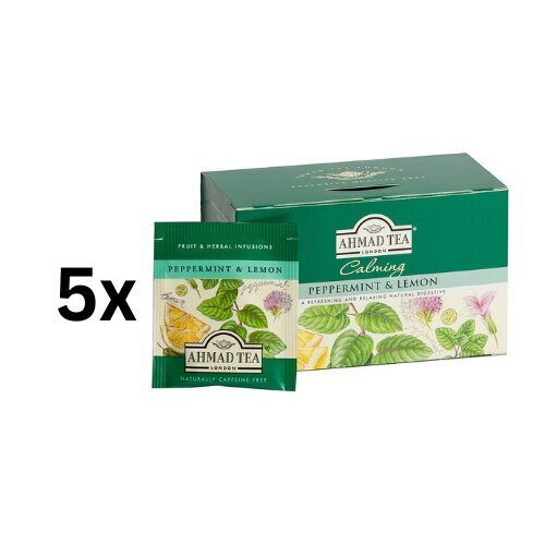 Zāļu tēja AHMAD PEPPERMINT & LEMON 20 aploksnes pa 1,5g, iepakojumā 5gab. cena un informācija | Tēja | 220.lv