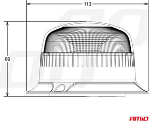 Brīdinājuma lampa Amio W21ml Magnetic/3 skrubji R65 R10 18LED 12/24V IP56 cena un informācija | Lukturi un prožektori | 220.lv