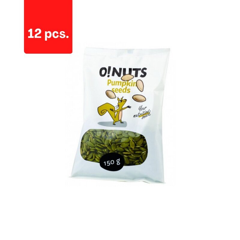 Lobītas ķirbju sēklas O!NUTS, 150 g x 12 gab. цена и информация | Rieksti, sēklas, žāvēti augļi | 220.lv