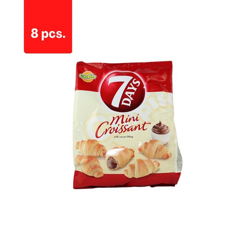 Mini kruasāni 7 days, ar kakao pildījumu, 185 g x 8 gab. cena un informācija | Saldumi | 220.lv