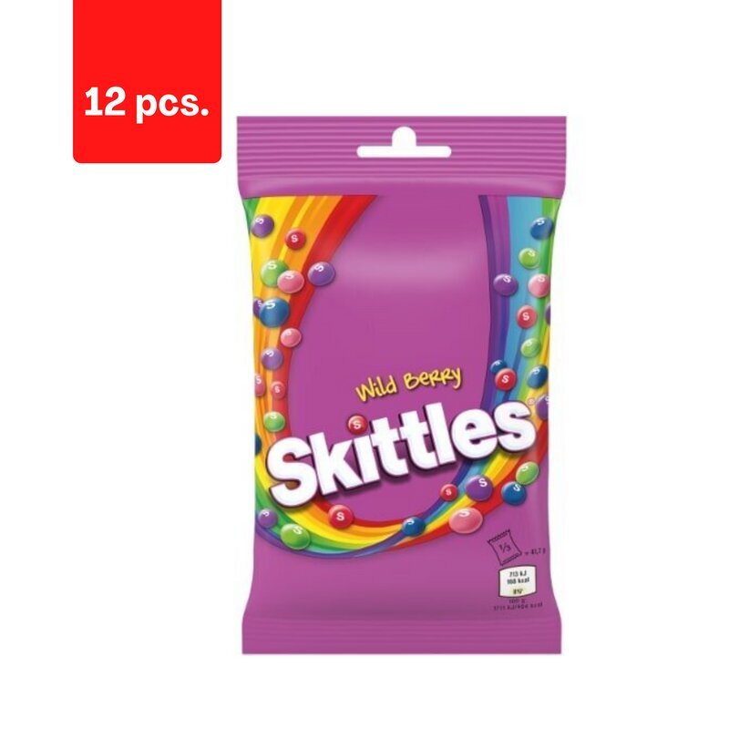 Dragee SKITTLES, Wild Berry Pouch, 125g x 12 gab. cena un informācija | Saldumi | 220.lv