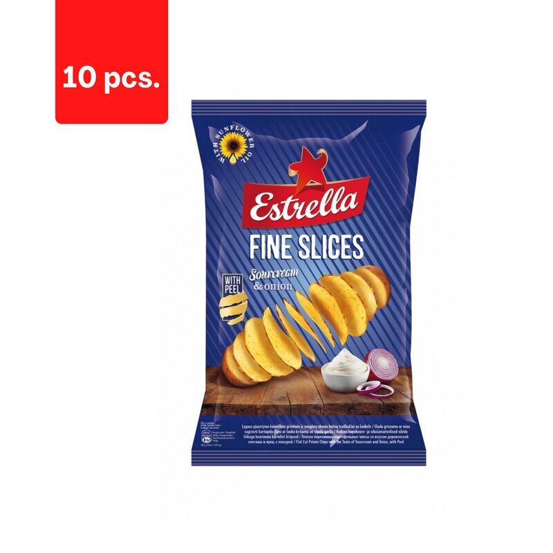 Čipsi ESTRELLA FLAT, krējuma un sīpolu garša, 130 g x 10 gab. cena un informācija | Uzkodas, čipsi | 220.lv