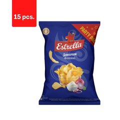 Kraukšķīgie ESTRELLA, krējuma un sīpolu garša, 180 g x 15 gab. cena un informācija | Uzkodas, čipsi | 220.lv