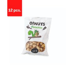 Cepti un sālīti pistāciju rieksti O!NUTS, 150 g x 12 gab. cena un informācija | Uzkodas, čipsi | 220.lv