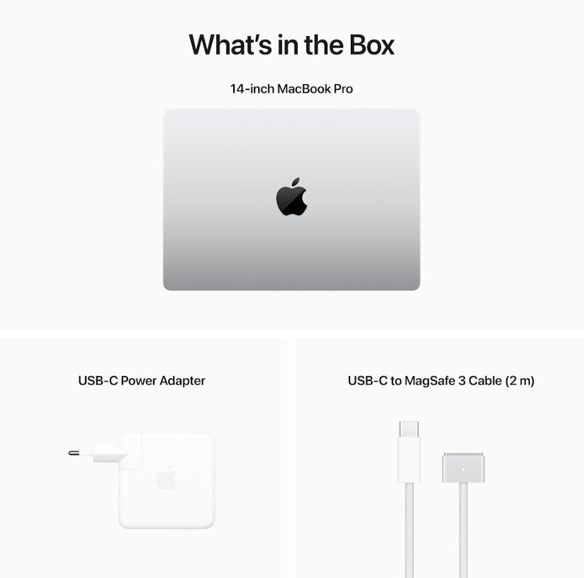 14-inch MacBook Pro: Apple M2 Pro chip with 10‑core CPU and 16‑core GPU, 512GB SSD - Silver MPHH3RU/A cena un informācija | Portatīvie datori | 220.lv