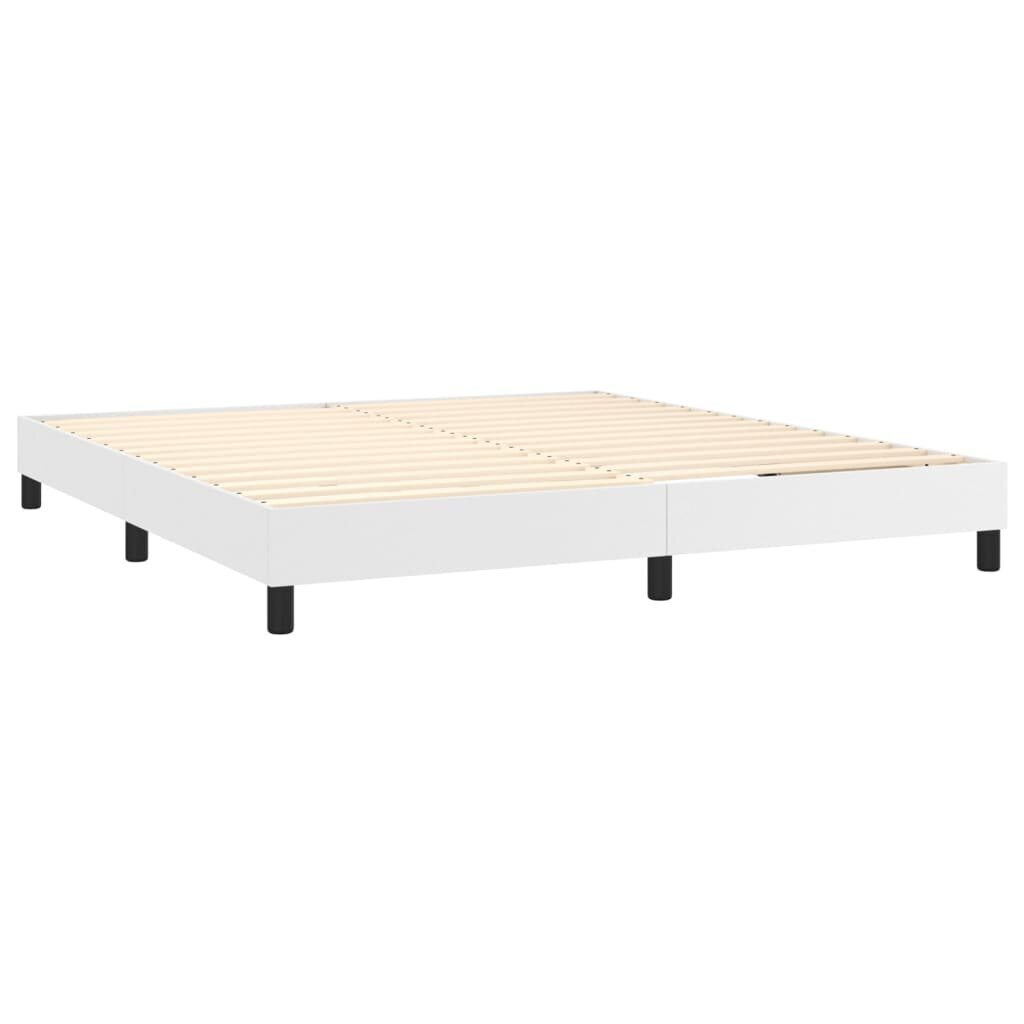 vidaXL atsperu gulta ar matraci, balta, 180x200 cm, mākslīgā āda cena un informācija | Gultas | 220.lv