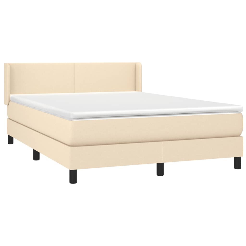 vidaXL atsperu gulta ar matraci, krēmkrāsas, 140x200 cm, audums цена и информация | Gultas | 220.lv