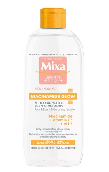 Micelārais ūdens Mixa Niacinamide Glow, 400 ml cena un informācija | Sejas ādas kopšana | 220.lv