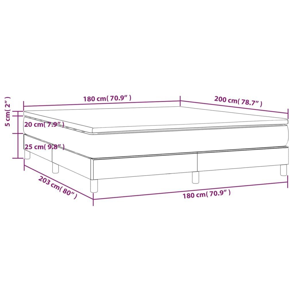 vidaXL atsperu gulta ar matraci, melns, 180x200 cm, audums cena un informācija | Gultas | 220.lv