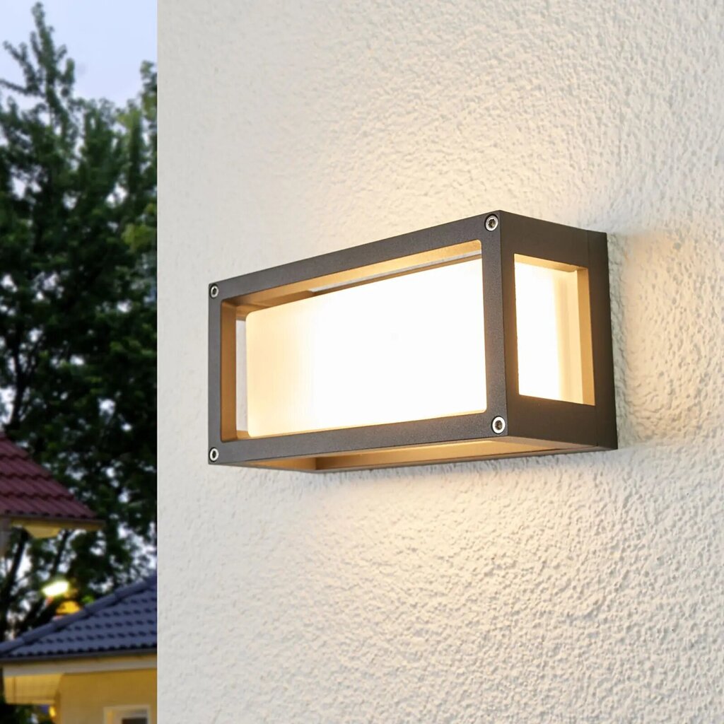 Aurelien - āra sienas lampa ar pelēku rāmi cena un informācija | Āra apgaismojums | 220.lv