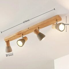 LED prožektors Filiz ir izgatavots no koka un betona, 4 spuldzes cena un informācija | Griestu lampas | 220.lv