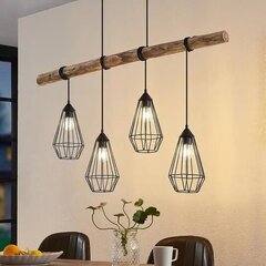 Подвесной светильник Lindby Eldarion с деревянными балками, 4 лампочки. цена и информация | Настенный/подвесной светильник Eye Spot 11 BL, чёрный | 220.lv
