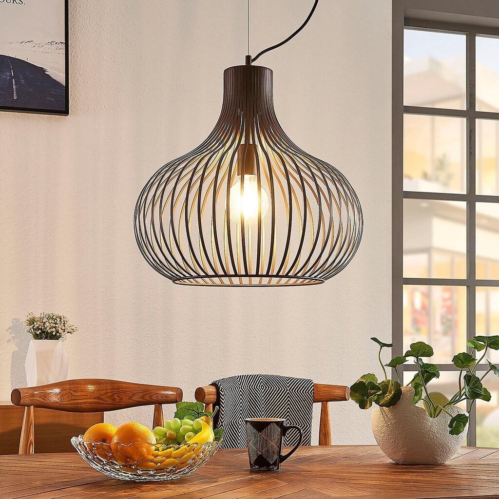 Lindby Frances piekaramā lampa, brūna, 1 spuldze, Ø 48 cm цена и информация | Piekaramās lampas | 220.lv