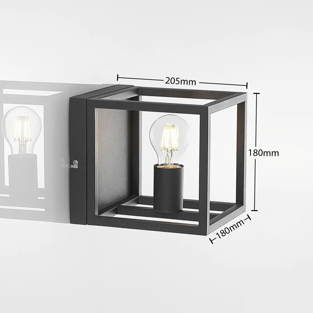 Lindby Meron sienas lampa, kastītes formas, tumši pelēka цена и информация | Sienas lampas | 220.lv