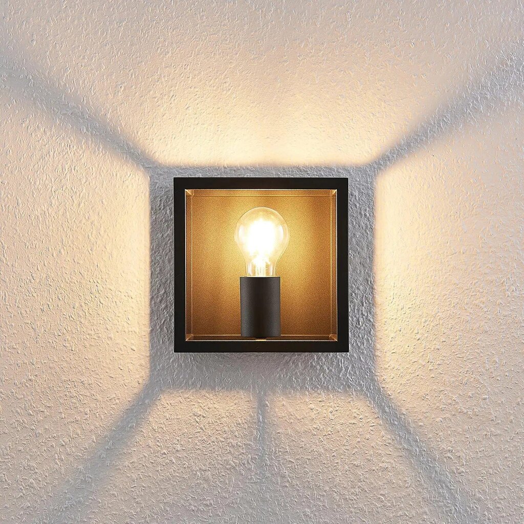 Lindby Meron sienas lampa, kastītes formas, tumši pelēka cena un informācija | Sienas lampas | 220.lv