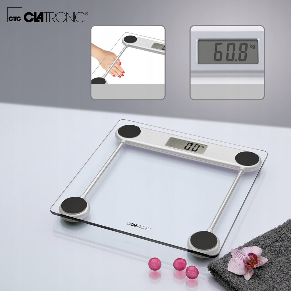 Elektroniskie stikla svari ar viegli nolasāmu LCD ekrānu 150 kg cena un informācija | Ķermeņa svari, bagāžas svari | 220.lv