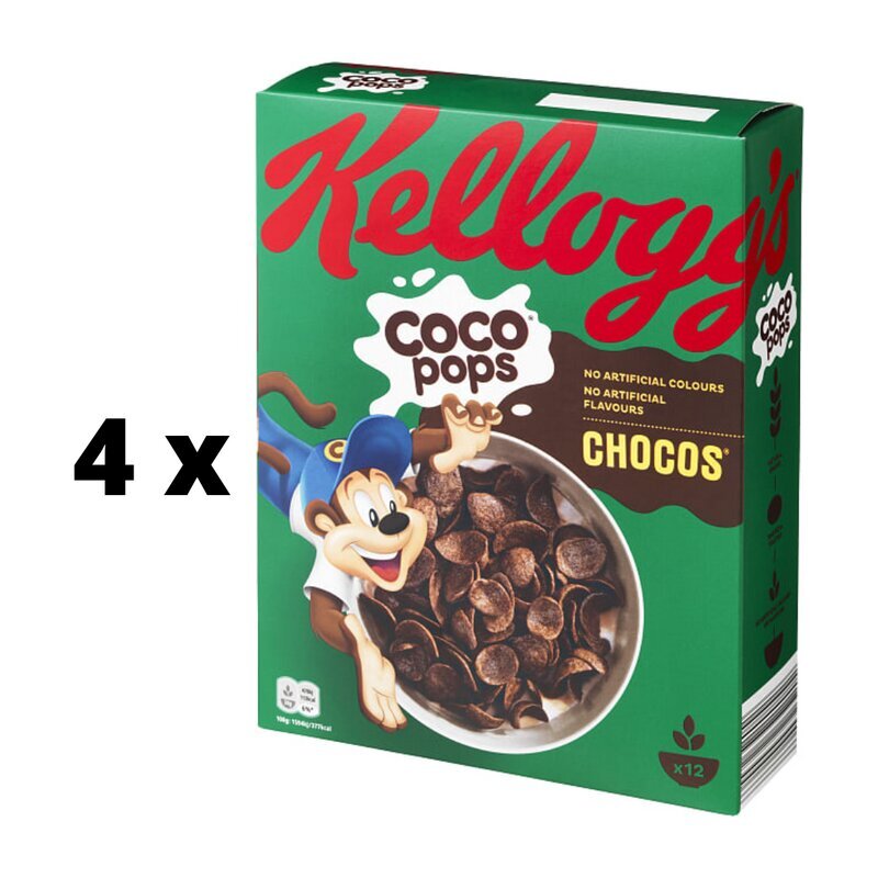 Pārslas KELLOGG'S Coco Pops Chocos, 375g x 4 gab. iepakojums цена и информация | Brokastu pārslas | 220.lv