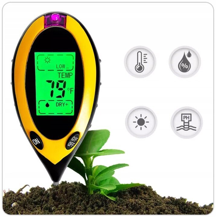 Skābes mērītājs - 4-in-1 augsnes pH mērītājs ar insolācijas sensoru cena un informācija | Dārza instrumenti | 220.lv