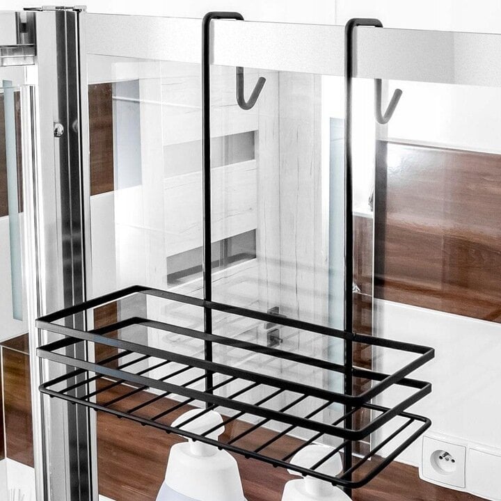 Vannasistabas plaukts ir paredzēts piekarināšanai uz dušas kabīnes stikla. cena un informācija | Vannas istabas mēbeļu komplekti | 220.lv