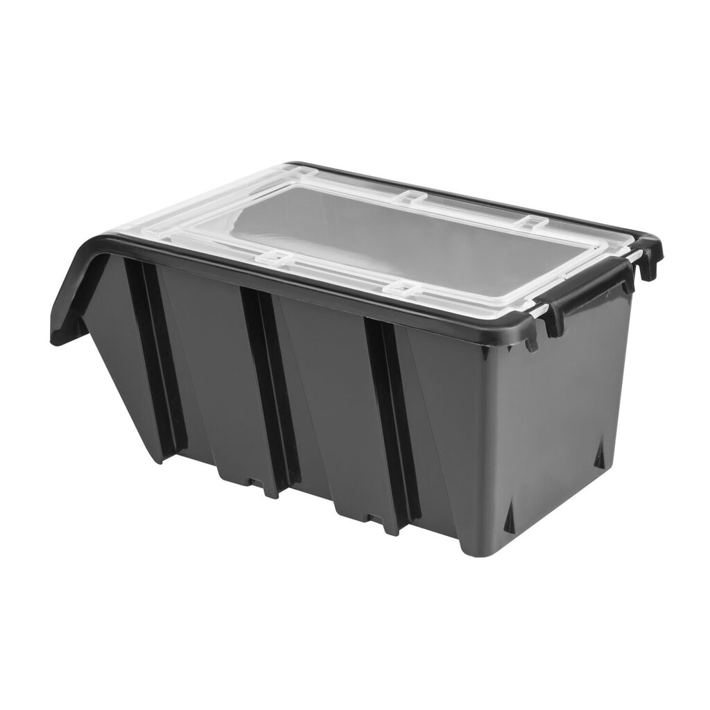 botle 10x Plastmasas saliekama kaste ar vāku 100x155x70 mm melna cena un informācija | Instrumentu kastes | 220.lv