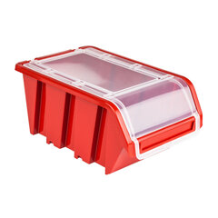 Пластиковый штабелируемый ящик с крышкой, 100x155x70 мм, красный цена и информация | Ящики для инструментов | 220.lv